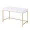 Saltoro Sherpi Two Drawers Wooden Desk with Tubular Metal Base, White and Gold-